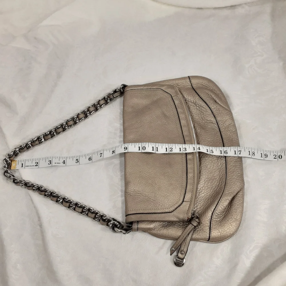 B. Makowsky Gold Metallic Leather Hobo Shoulder Bag.